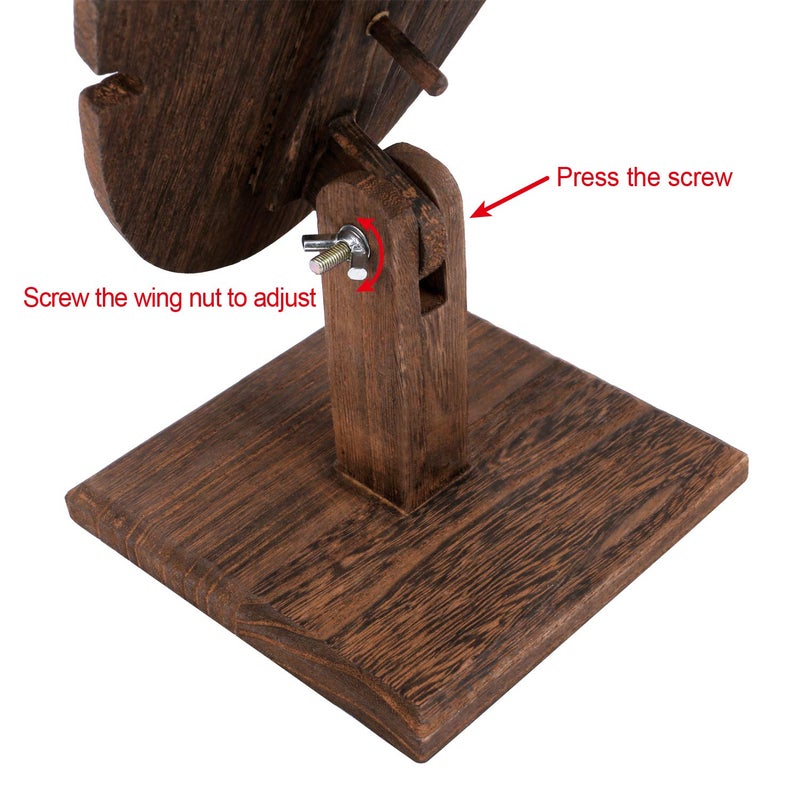 MOOCA Wooden Freestanding Necklace Easel Display Stand - Adjustable Slope Jewelry Showcase Holder for 6 Necklaces, Brown Color - Image 3